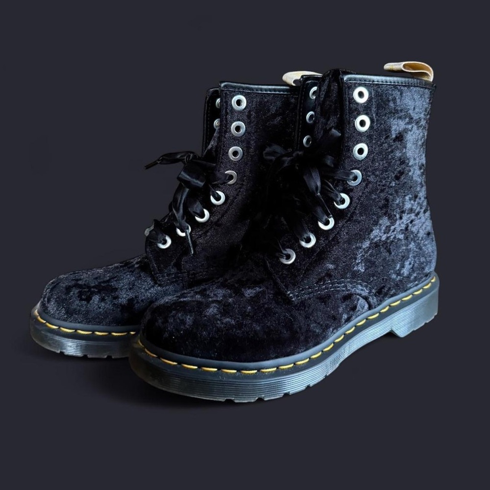 Dr. Martens Women’s 1460 Crushed Velvet Combat Boots